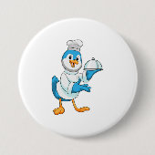 Badge Rond 7,6 Cm Oiseau comme cuire avec Platter (Devant)