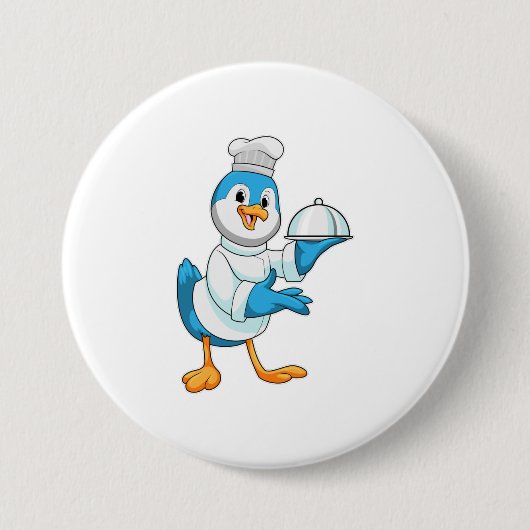 Badge Rond 7,6 Cm Oiseau comme cuire avec Platter (Devant)