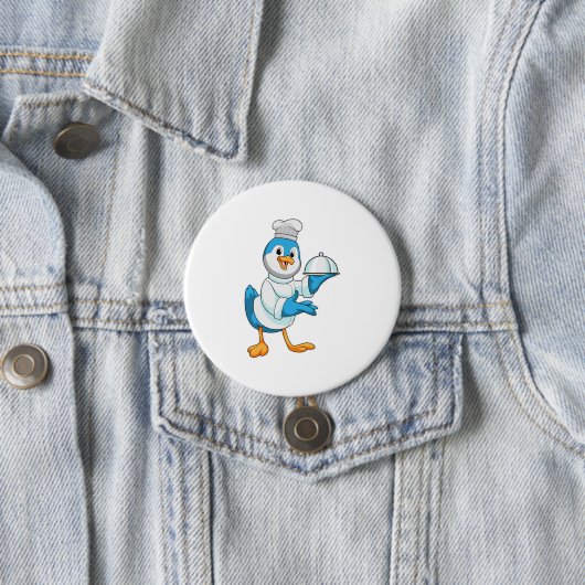 Badge Rond 7,6 Cm Oiseau comme cuire avec Platter (En situation)