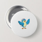 Badge Rond 7,6 Cm Oiseau comme mariée avec voile (Devant & derrière)