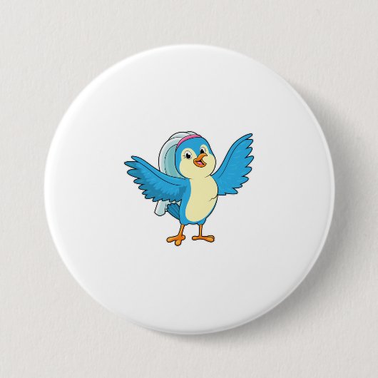 Badge Rond 7,6 Cm Oiseau comme mariée avec voile (Devant)
