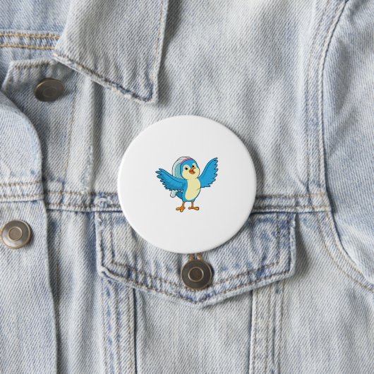 Badge Rond 7,6 Cm Oiseau en mariée avec Voile (En situation)