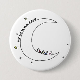Badge Rond 7,6 Cm Oiseaux sur la goupille de lune