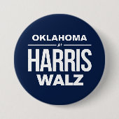 Badge Rond 7,6 Cm Oklahoma pour Harris Walz (Devant)