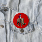Badge Rond 7,6 Cm Oncle Sam Riding On Elephant (En situation)