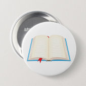 Badge Rond 7,6 Cm Open Lined Book Red Bookmark (Devant & derrière)