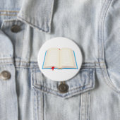 Badge Rond 7,6 Cm Open Lined Book Red Bookmark (En situation)