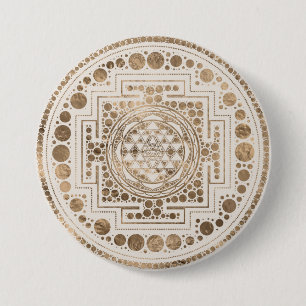 Badge Rond 7,6 Cm Or de pastel de Sri Yantra/Sri Chakra