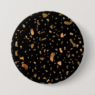 Badge Rond 7,6 Cm Or en cuivre sur pierre noire du Terrazzo