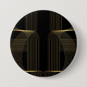 Badge Rond 7,6 Cm Or, noir, élégant, cool, art de ligne tendance u