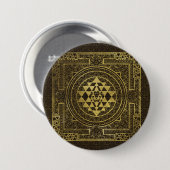 Badge Rond 7,6 Cm Or Sri Yantra/Sri Chakra (Devant & derrière)