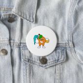 Badge Rond 7,6 Cm Orange comme Peintre avec pinceau (En situation)