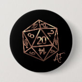 Badge Rond 7,6 Cm Orange D20 Crit AF | Jeu PnP joueur de rôle (Devant)
