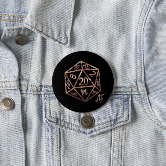Badge Rond 7,6 Cm Orange D20 Crit AF | Jeu PnP joueur de rôle (En situation)