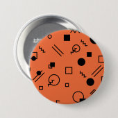 Badge Rond 7,6 Cm Orange, fun, trendy, geometric Memphis graphic (Devant & derrière)
