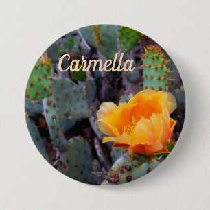 Badge Rond 7,6 Cm Orange poire opuntia cactus photo fleur