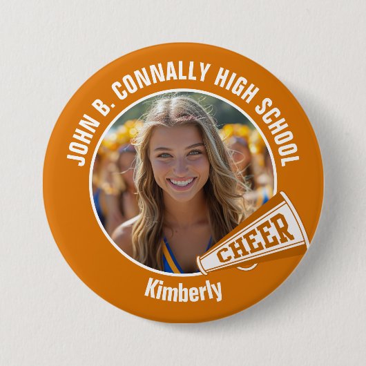 Badge Rond 7,6 Cm Orange Pom-pom girl Photo Lycée Grand Esprit (Devant)