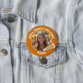 Badge Rond 7,6 Cm Orange Pom-pom girl Photo Lycée Grand Esprit (En situation)
