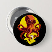 Badge Rond 7,6 Cm Orange Smart Octopus (Devant & derrière)