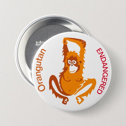 Badge Rond 7,6 Cm Orangutan - bouton (Devant & derrière)