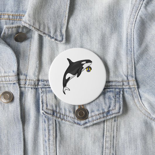 Badge Rond 7,6 Cm Orca Handball player Handball (En situation)