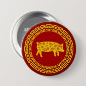 Badge Rond 7,6 Cm Ornement de porc du Nouvel An chinois (Devant & derrière)