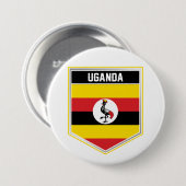Badge Rond 7,6 Cm Ouganda - Bouclier du drapeau (Devant & derrière)