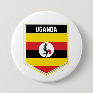 Badge Rond 7,6 Cm Ouganda - Bouclier du drapeau
