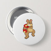 Badge Rond 7,6 Cm Ours à la boxe avec gants de boxe (Devant & derrière)