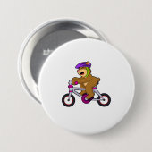 Badge Rond 7,6 Cm Ours avec vélo et casque (Devant & derrière)