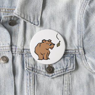 Badge Rond 7,6 Cm Ours Brown avec chute de la feuille d'automne joli