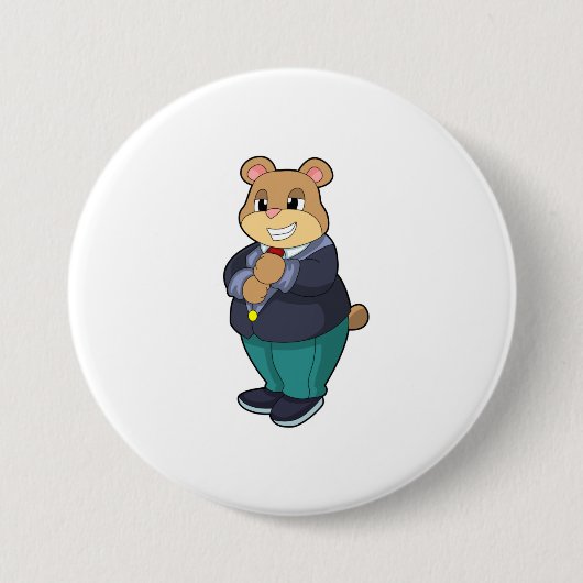 Badge Rond 7,6 Cm Ours comme chambre avec costume (Devant)