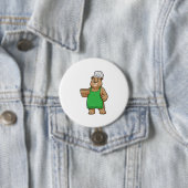 Badge Rond 7,6 Cm Ours comme cuire avec tablier de Cuisine et Bowl (En situation)