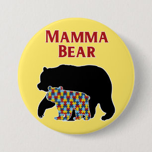Badge Rond 7,6 Cm Ours de maman, fierté de maman d'autisme