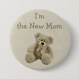 Badge Rond 7,6 Cm Ours de nounours je suis le nouveau baby shower de
