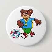 Badge Rond 7,6 Cm Ours de soccer jouant au football en tenue sportiv (Devant)