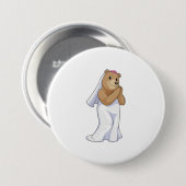 Badge Rond 7,6 Cm Ours en fiancée avec voile (Devant & derrière)