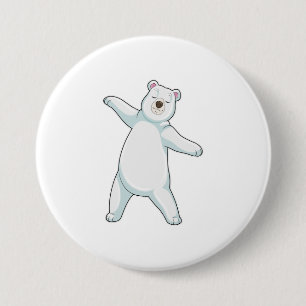 Badge Rond 7,6 Cm Ours polaire au Yoga Fitness à debout