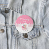 Badge Rond 7,6 Cm Ourse d'hiver Maman future rose Sleigh (En situation)