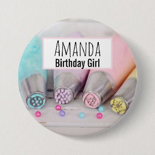 Badge Rond 7,6 Cm Outils de décoration pour gâteau Pastel Fille Anni