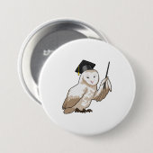 Badge Rond 7,6 Cm Owl as Teacher with Pointer (Devant & derrière)