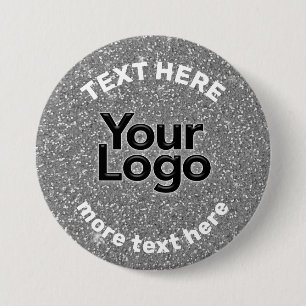 Badge Rond 7,6 Cm Paillettes blanches argentées Logo DIY Entreprise