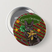 Badge Rond 7,6 Cm Pain d'épices Noël Cookie Kitty Carré (Devant & derrière)