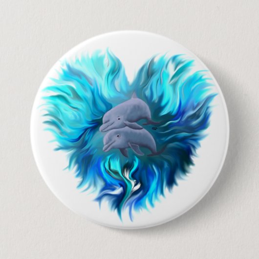 Badge Rond 7,6 Cm Paire de dauphins (Devant)