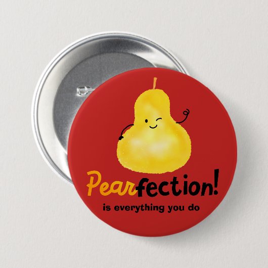 Badge Rond 7,6 Cm Paire de poire positive - Pearfection (Devant & derrière)