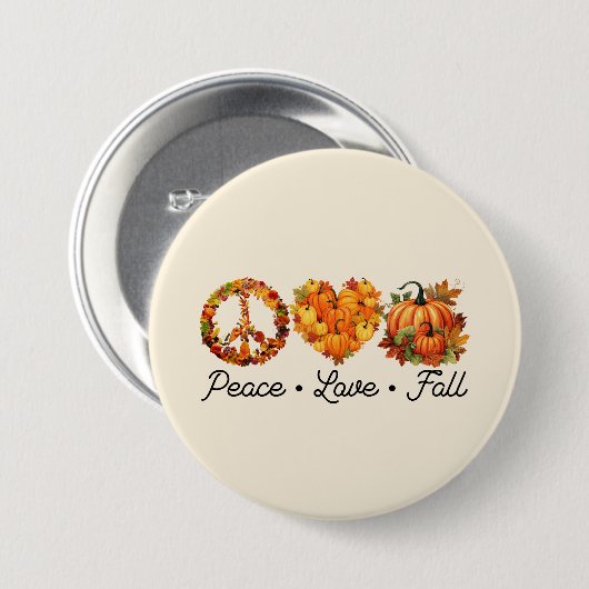 Badge Rond 7,6 Cm Paix, Amour, Automne - Vibes d'automne douillettes (Devant & derrière)