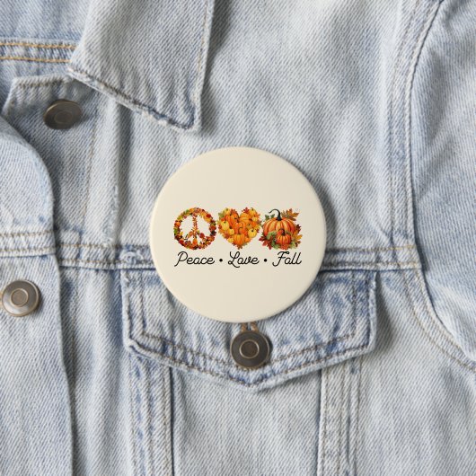 Badge Rond 7,6 Cm Paix, Amour, Automne - Vibes d'automne douillettes (En situation)