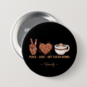 Badge Rond 7,6 Cm Paix, Amour, Bombes De Coca Chaud - Vacances D'Hiv