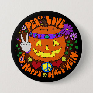 Badge Rond 7,6 Cm Paix, amour, et Halloween heureux ! Bouton de