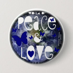 Badge Rond 7,6 Cm Paix et amour - Bouton